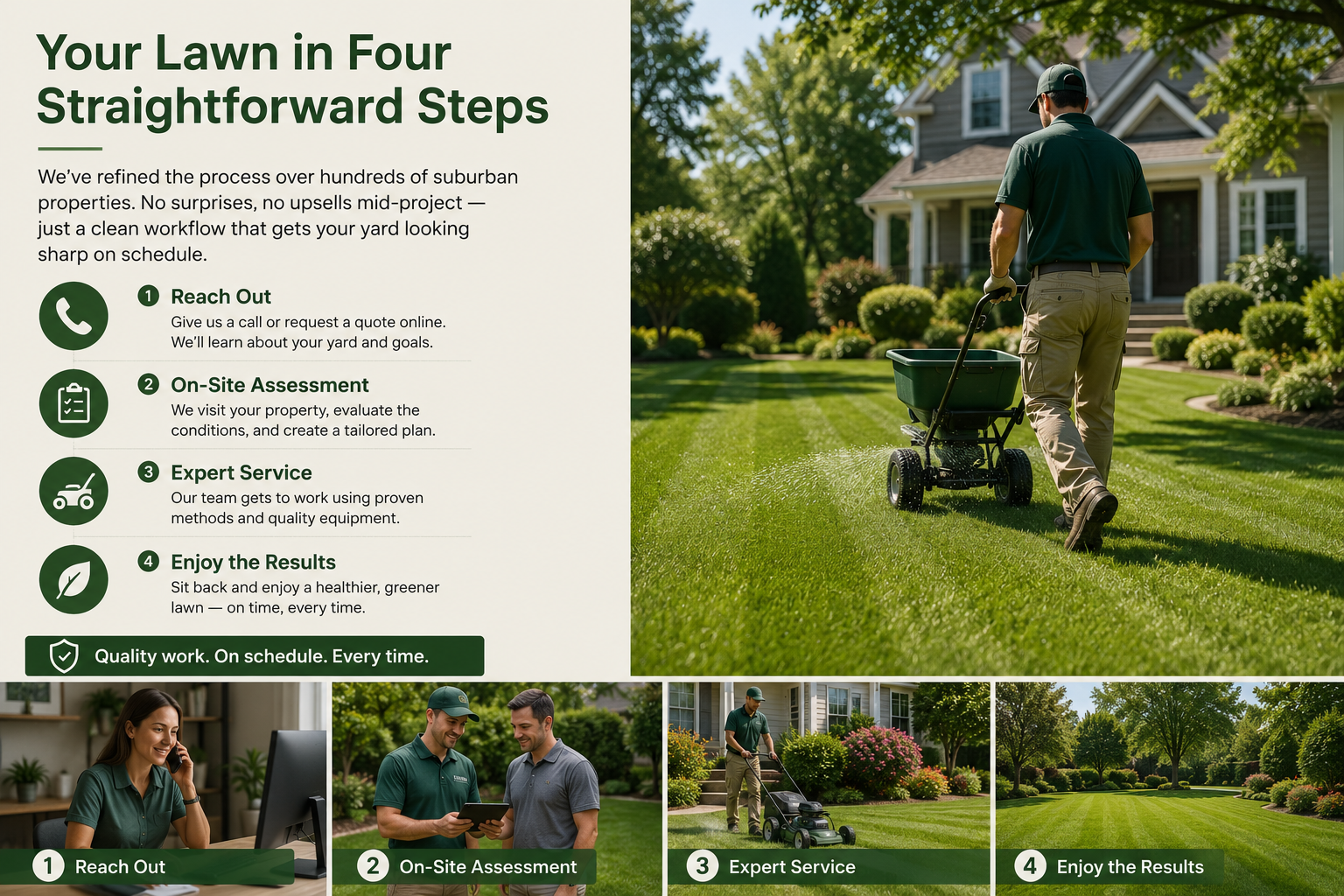 Lawn care specialist preparing soil in a residential yard